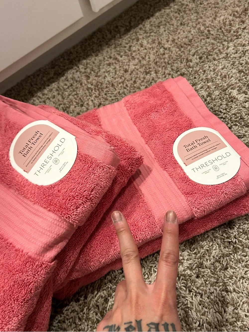 Threshold 100% Cotton Pink Towels Set of 8